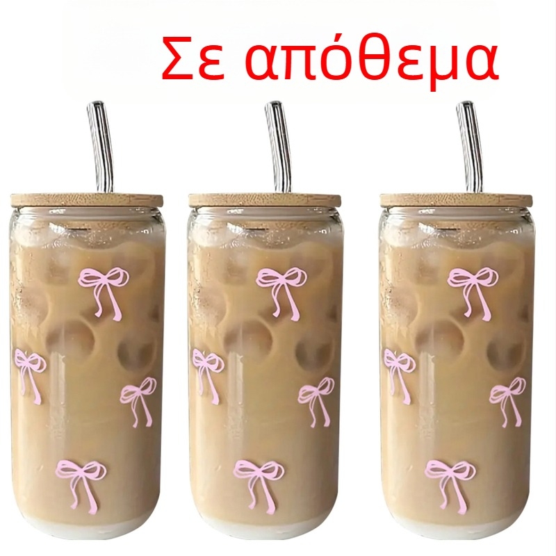 Amazon 16oz Bow Υψηλής Πυριτικής Ακτινοβολίας Γυαλί UV Ψηφιακή Εκτύπωση Coca-Cola Μεγάλης Χωρητικότητας Φλιτζάνι με Άχυρο