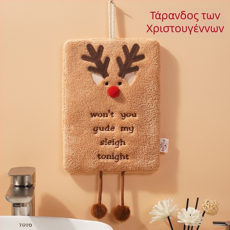 Χριστουγεννιάτικη πετσέτα μπορεί να κρεμαστεί σε χοντρή πετσέτα κουζίνας από κοραλλιογενές φλις απορροφητική πετσέτα γρήγορου στεγνώματος από ύφασμα κινουμένων σχεδίων νέα