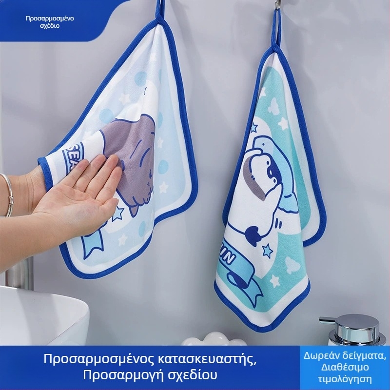 Χριστουγεννιάτικη πετσέτα μπορεί να κρεμαστεί σε χοντρή πετσέτα κουζίνας από κοραλλιογενές φλις απορροφητική πετσέτα γρήγορου στεγνώματος από ύφασμα κινουμένων σχεδίων νέα