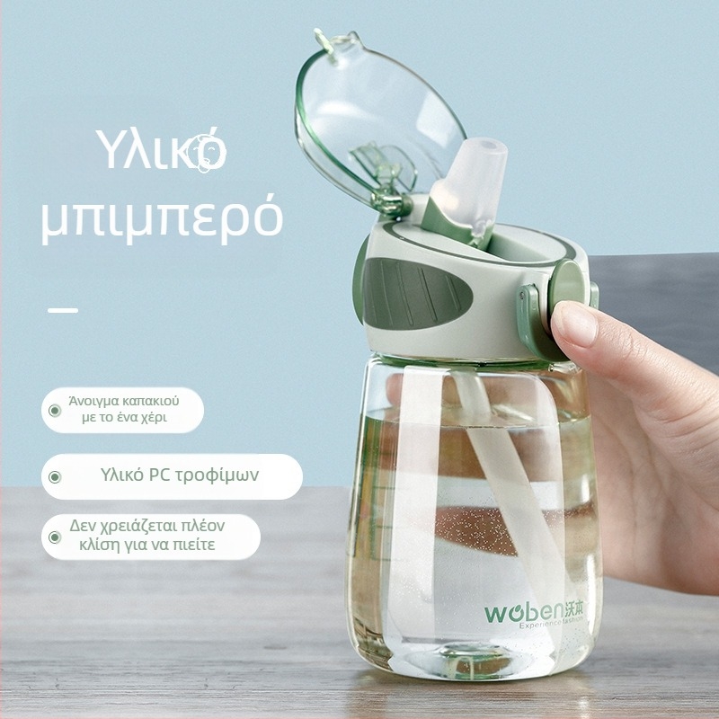 Όμορφο καλοκαιρινό ποτήρι με άχυρο για φοιτήτριες, χαριτωμένο βραστήρα, φορητό ποτήρι Wuben, πλαστικό ποτήρι, παιδικό ποτήρι νερού