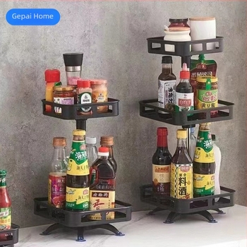 Ράφι κουζίνας με μπαχαρικά, λάδι, αλάτι, σάλτσα, ξύδι, πολυλειτουργικό, οικιακό, περιστρεφόμενο, αποθηκευτικό χώρο 360°, βολικό πάγκο