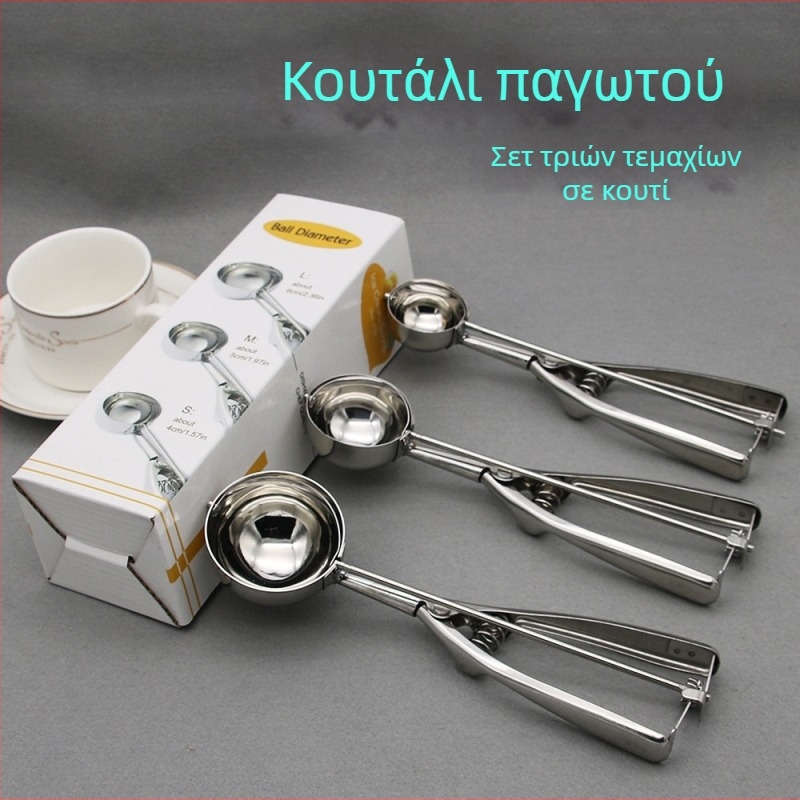 Νέο στυλ κουταλιού Amazon από ανοξείδωτο ατσάλι, κουτάλι παγωτού με πάχος, κουτάλι μέτρησης παγωτού, εκσκαφέας φρούτων, διασυνοριακό κουτάλι παγωτού