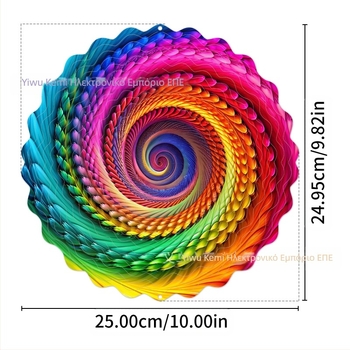 Διασυνοριακό εργοστάσιο απευθείας 3D περιστρεφόμενο κουδούνι ανέμου σε χρώμα περιστρεφόμενου ανέμου σε μεταλλική κρεμαστή διακόσμηση κήπου αυλής