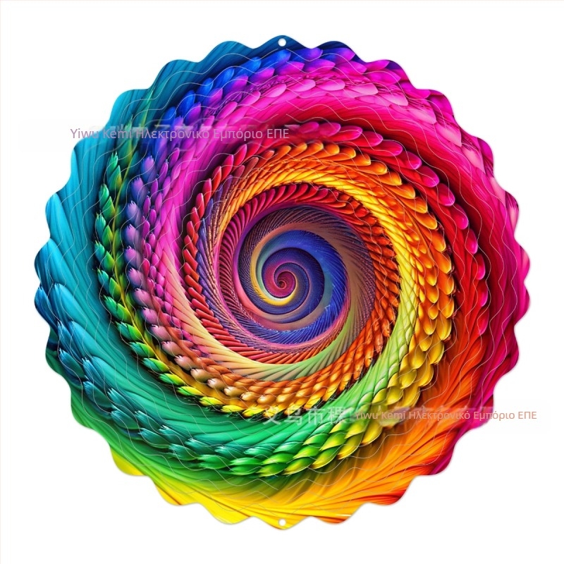 Διασυνοριακό εργοστάσιο απευθείας 3D περιστρεφόμενο κουδούνι ανέμου σε χρώμα περιστρεφόμενου ανέμου σε μεταλλική κρεμαστή διακόσμηση κήπου αυλής