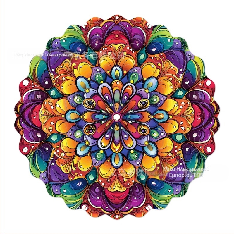 Διασυνοριακό εργοστάσιο απευθείας 3D περιστρεφόμενο κουδούνι ανέμου σε χρώμα περιστρεφόμενου ανέμου σε μεταλλική κρεμαστή διακόσμηση κήπου αυλής