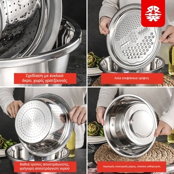 Τρίφτης πολλαπλών λειτουργιών από ανοξείδωτο χάλυβα άμεσης προμήθειας από εργοστάσιο, σετ τριών τεμαχίων, τρίφτης ρυζιού Amoy, νιπτήρας κουζίνας, αποχέτευση κουζίνας, νιπτήρας