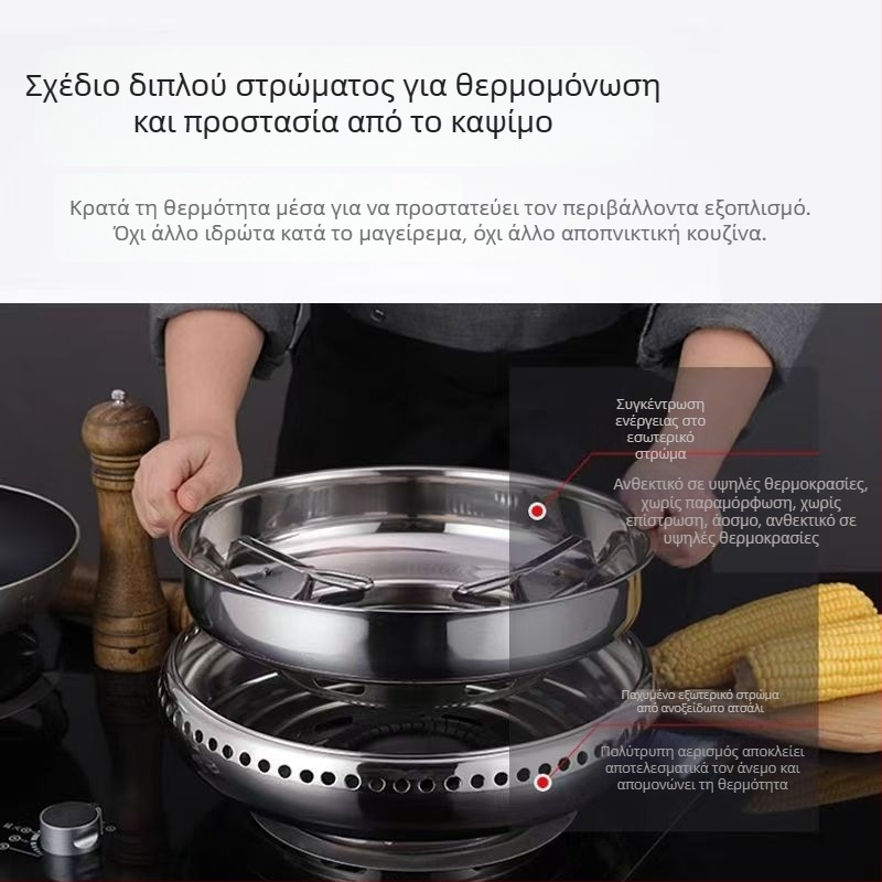 Αντιανεμικό κάλυμμα από ανοξείδωτο ατσάλι διπλής στρώσης εστία αερίου εξοικονόμησης ενέργειας δαχτυλίδι φωτιάς αερίου βάση εστίας αερίου μονής στρώσης αξεσουάρ οικιακής χρήσης