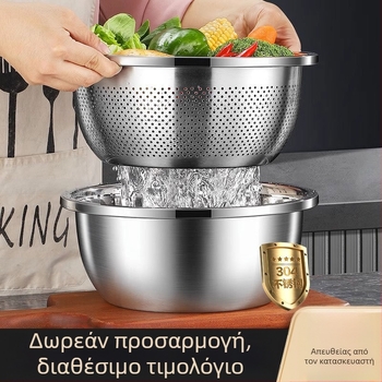 Λεκάνη από ανοξείδωτο ατσάλι 304 με πάχος και λεκάνη πολλαπλών χρήσεων, νιπτήρας, λεκάνη λαχανικών, μπολ αυγών, λεκάνη σούπας για οικιακή χρήση