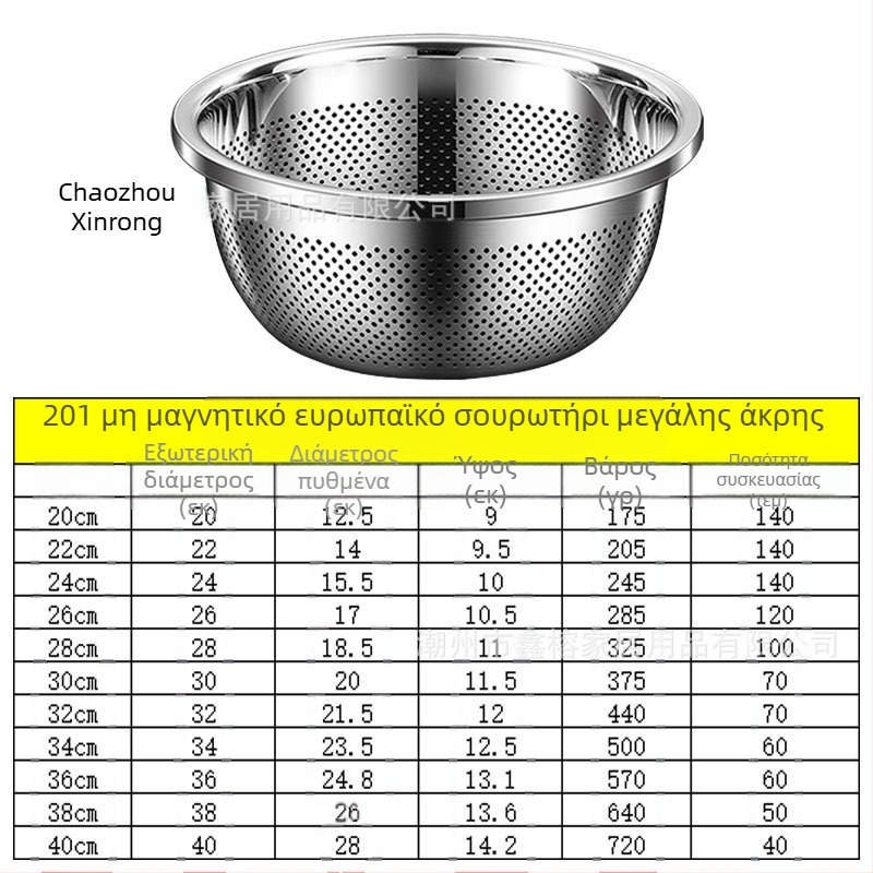 Λεκάνη από ανοξείδωτο ατσάλι 304 με πάχος και λεκάνη πολλαπλών χρήσεων, νιπτήρας, λεκάνη λαχανικών, μπολ αυγών, λεκάνη σούπας για οικιακή χρήση