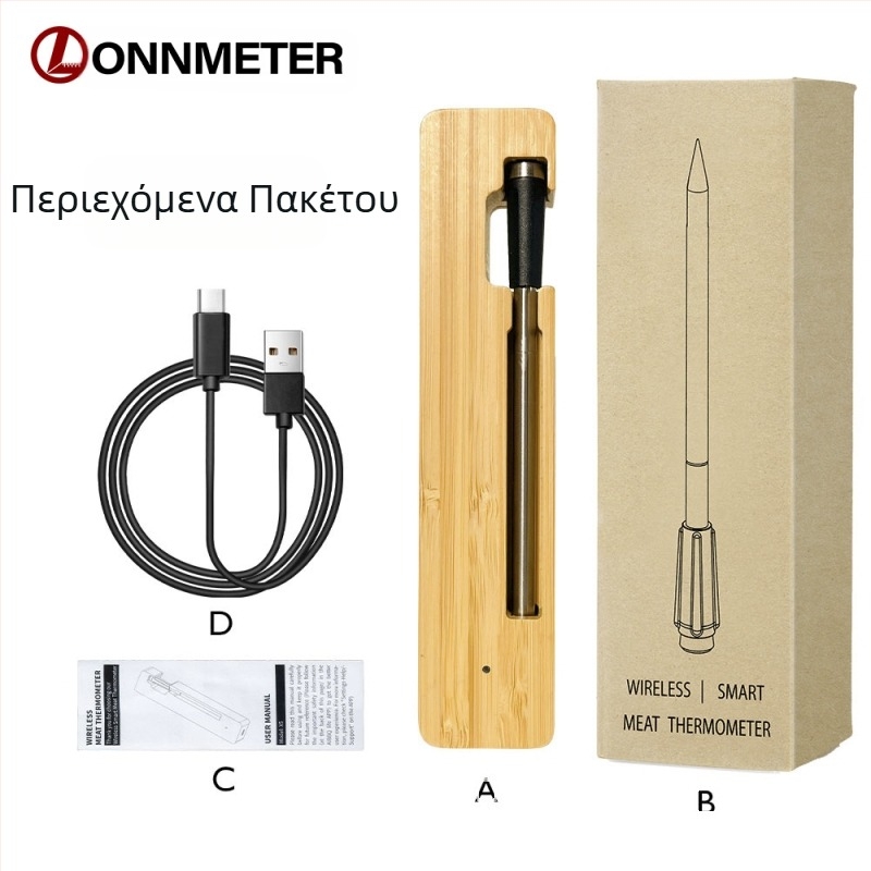 Ασύρματο θερμόμετρο τροφίμων Bluetooth για διασυνοριακή χρήση, αδιάβροχο, ηλεκτρονικό, φούρνο κουζίνας, μπάρμπεκιου, μέτρηση ακριβείας θερμοκρασίας