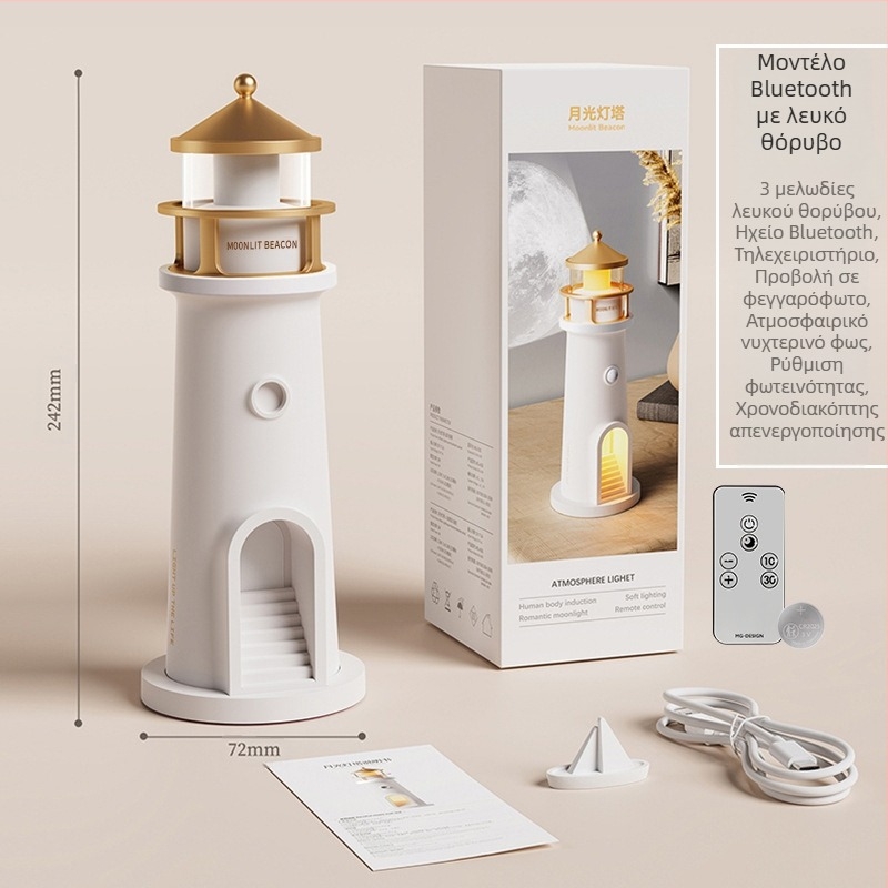2025 Νέο Φάρος Σεληνόφωτου Φως Ατμοσφαιρικού Φωτισμού Σεληνόφωτου Υπνοδωματίου Προβολέας Κομοδίνου Ηχείο Bluetooth Νυχτερινό Φως