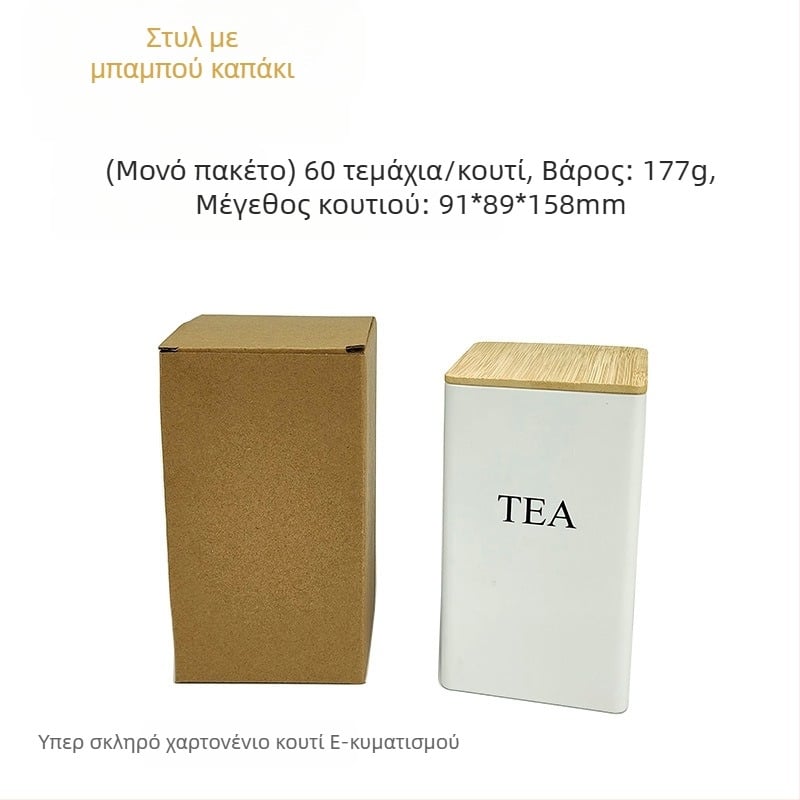 Μπαμπού καπάκι σιδερένιο κουτί τετράγωνο βάζο απλό ευρωπαϊκό και αμερικανικό στυλ καφέ καραμέλα τσαγιού βάζο μεταλλικό βάζο σφραγισμένο συσκευασίας από λευκοσίδηρο