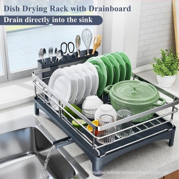 Ράφι αποστράγγισης κουζίνας από ανοξείδωτο ατσάλι 304, κουτί αποθήκευσης επιτραπέζιων σκευών μεγάλης χωρητικότητας, πολυλειτουργική βάση πάγκου