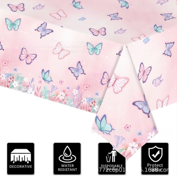 2025 Νέο Ροζ Πεταλούδα με Θέμα Τραπεζομάντιλο Γενεθλίων Διακόσμηση για Τραπεζομάντιλο