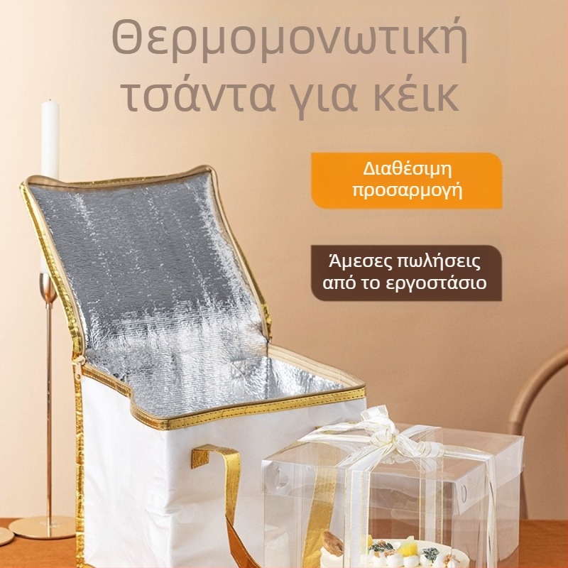 Τσάντα μόνωσης κέικ, ειδική τσάντα ψύξης για πακέτο, τσάντα χειρός, τσάντα παράδοσης από παχύρρευστο μη υφασμένο αλουμινόχαρτο, μικρή και μεγάλη συσκευασία