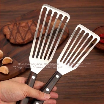 Φτυάρι από ανοξείδωτο ατσάλι για τηγανητό ψάρι, φτυάρι για μπριζόλα, οικιακό φτυάρι για τηγανητά, χυμένα φτυάρια, ξύλινη λαβή, πλαστικό φτυάρι μαγειρέματος, φτυάρι μαγειρέματος, εργαλεία κουζίνας