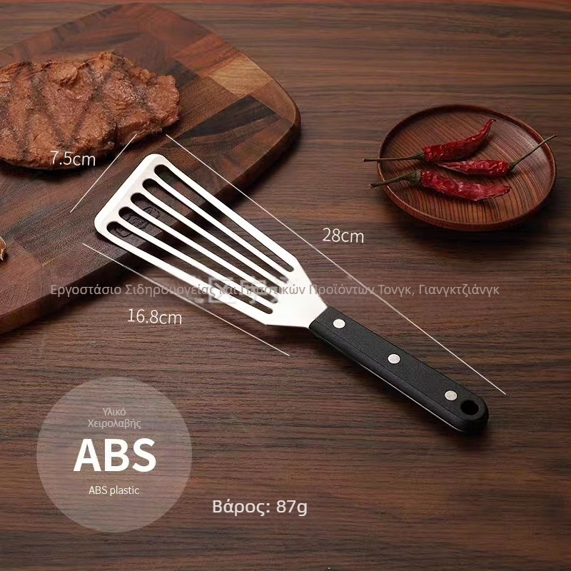 Φτυάρι από ανοξείδωτο ατσάλι για τηγανητό ψάρι, φτυάρι για μπριζόλα, οικιακό φτυάρι για τηγανητά, χυμένα φτυάρια, ξύλινη λαβή, πλαστικό φτυάρι μαγειρέματος, φτυάρι μαγειρέματος, εργαλεία κουζίνας