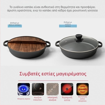 Τηγάνι από χυτοσίδηρο, παχυνόμενο τηγάνι από χυτοσίδηρο, σιδερένιο τηγάνι, επαγωγική εστία, ειδική εστία αερίου, κατάλληλο για παραδοσιακές οικιακές συσκευές, αντικολλητικό τηγάνι
