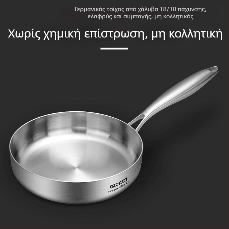 Μικρό τηγάνι από ανοξείδωτο ατσάλι 18-10, ψηλό τηγάνι για ομελέτα, επαγωγική εστία, εστία αερίου. Μπορεί να χρησιμοποιηθεί με σακούλα τηγανίσματος.