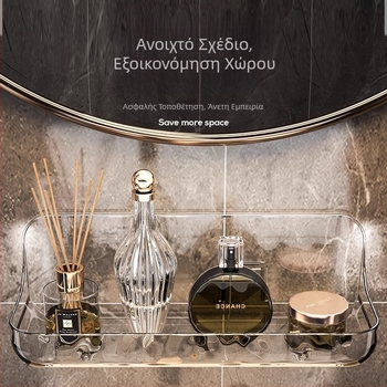 Ακρυλική θήκη αποθήκευσης μπάνιου, θήκη αποθήκευσης μπάνιου, επιτοίχια θήκη αποθήκευσης νιπτήρα χωρίς τρυπάνι