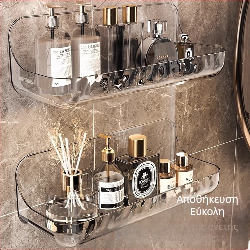 Ακρυλική θήκη αποθήκευσης μπάνιου, θήκη αποθήκευσης μπάνιου, επιτοίχια θήκη αποθήκευσης νιπτήρα χωρίς τρυπάνι