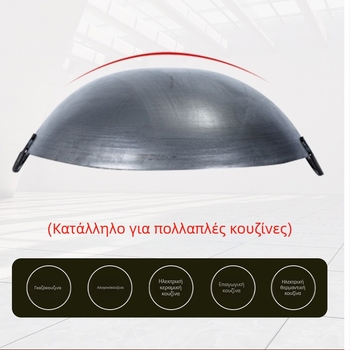 Οικιακό παλιομοδίτικο σιδερένιο τηγάνι χωρίς επίστρωση Wok για μάγειρες, γκαζιέρα, σίδερο, αντικολλητικό τηγάνι, μεγάλο σιδερένιο τηγάνι με διπλό αυτί