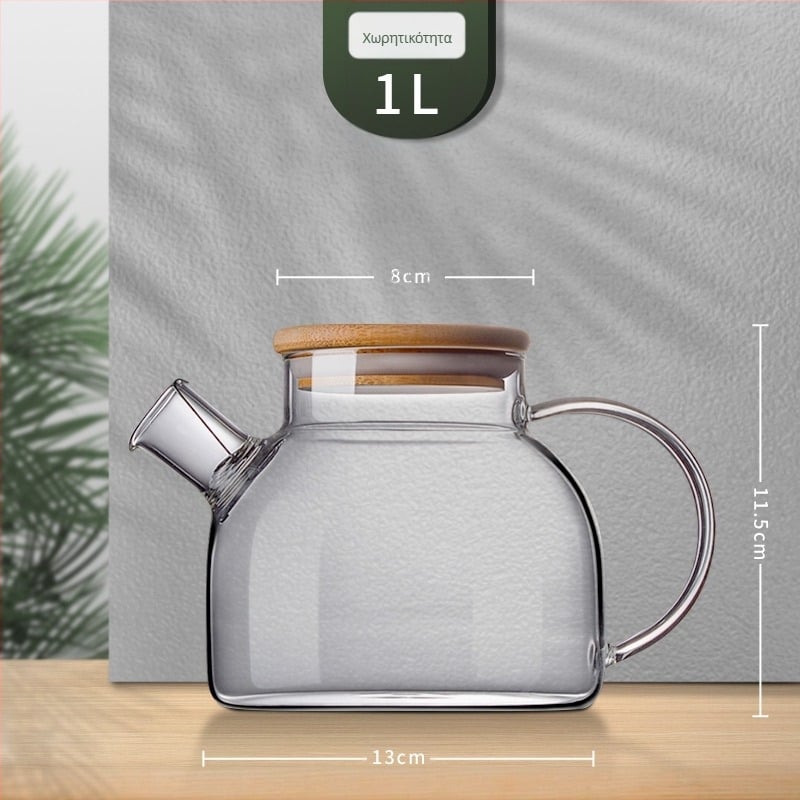 Γυαλί υψηλής χρωματικής αξίας με λαβή βραστήρα υψηλής θερμοκρασίας ανθεκτικό σε βρασμό τσαγιέρα εμπορική ευθεία βραστήρα σώματος κρύο βραστήρα κρύο βραστήρα γυάλινο βραστήρα