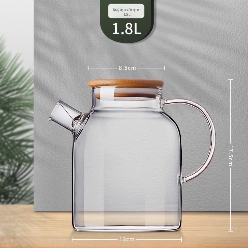 Γυαλί υψηλής χρωματικής αξίας με λαβή βραστήρα υψηλής θερμοκρασίας ανθεκτικό σε βρασμό τσαγιέρα εμπορική ευθεία βραστήρα σώματος κρύο βραστήρα κρύο βραστήρα γυάλινο βραστήρα