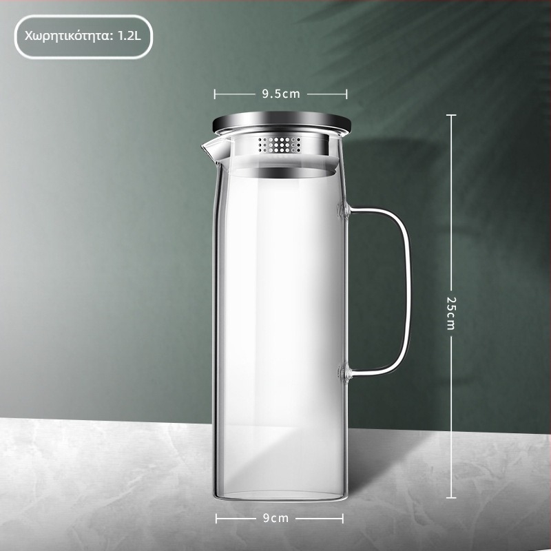 Γυαλί υψηλής χρωματικής αξίας με λαβή βραστήρα υψηλής θερμοκρασίας ανθεκτικό σε βρασμό τσαγιέρα εμπορική ευθεία βραστήρα σώματος κρύο βραστήρα κρύο βραστήρα γυάλινο βραστήρα