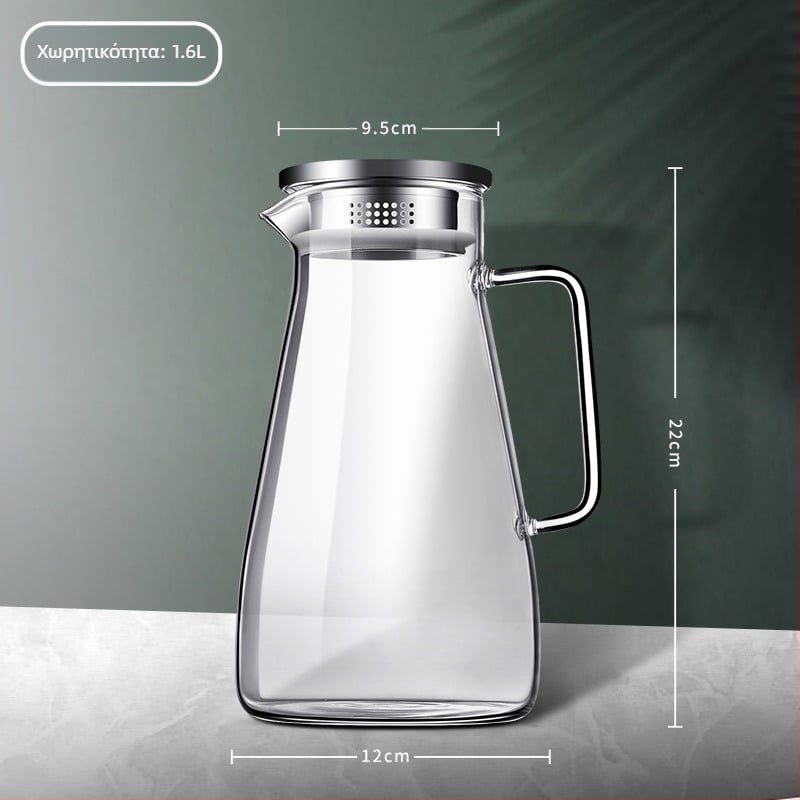 Γυαλί υψηλής χρωματικής αξίας με λαβή βραστήρα υψηλής θερμοκρασίας ανθεκτικό σε βρασμό τσαγιέρα εμπορική ευθεία βραστήρα σώματος κρύο βραστήρα κρύο βραστήρα γυάλινο βραστήρα