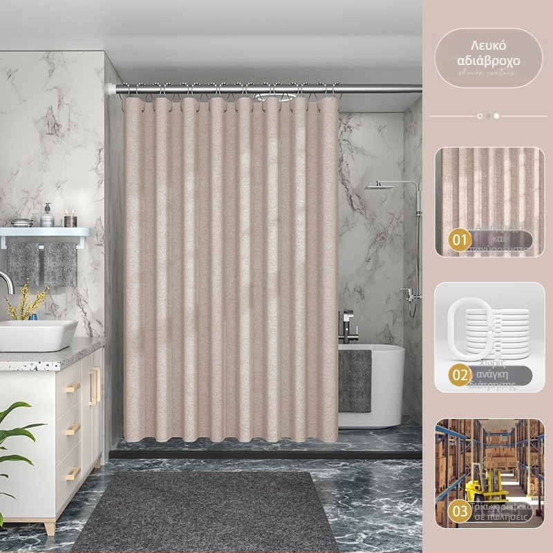 Διασυνοριακή άμεση προμήθεια από το εργοστάσιο, 230 γρ. κουρτίνα μπάνιου από απομίμηση λινού, αδιάβροχη και ανθεκτική στη μούχλα, πολυεστερική κουρτίνα μπάνιου, έτοιμη για χρήση στο μπάνιο