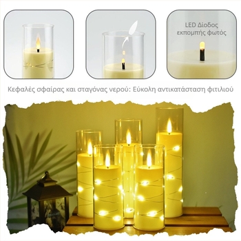 Ηλεκτρονικά κεριά LED χριστουγεννιάτικα φώτα πάρτι με κορδόνια γουέστερν στολίδια εστιατορίου ακρυλικό με κερί σε ποτήρι γάμου