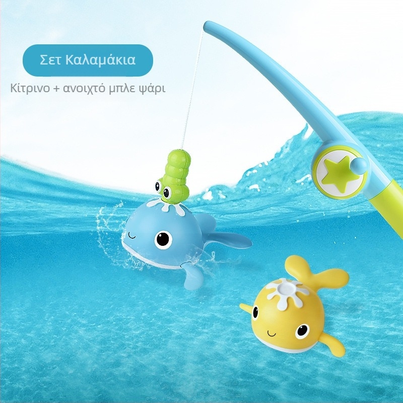 Μωρό με κουρδιστή φάλαινα νερού για διασυνοριακή χρήση, κουρδιστή φάλαινα κολύμβησης, μαγνητικό σετ ψαρέματος για μπάνιο, παιχνίδι νερού κολύμβησης