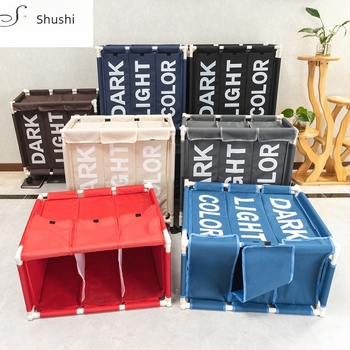 Άνετο και κομψό καλάθι αποθήκευσης ρούχων τριών τμημάτων με τροχαλίες, καλάθι για βρώμικα ρούχα Oxford από ύφασμα, ανθεκτικό στην υγρασία, πτυσσόμενο καλάθι για βρώμικα ρούχα