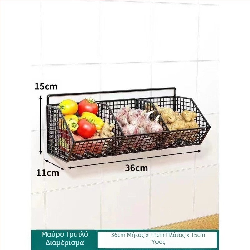 Καλάθι αποθήκευσης με κρεμμυδάκια, τζίντζερ και σκόρδο, καλάθι αποθήκευσης με σκόρδο κουζίνας, κρεμαστό στον τοίχο, ράφι αποθήκευσης με τζίντζερ και σκόρδο, κρεμαστό στον τοίχο, κουτί τροφίμων, χειροποίητο αντικείμενο