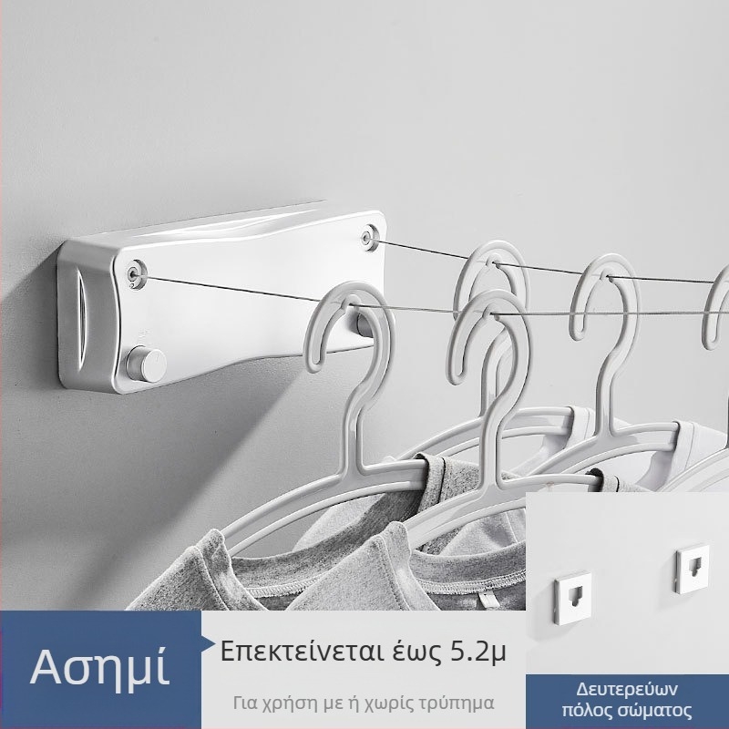 Σύγχρονο απλό στυλ αόρατη κρεμάστρα ρούχων κοιτώνα χωρίς τρύπες εγκατάστασης υλικό ABS αναδιπλούμενη γραμμή ρούχων