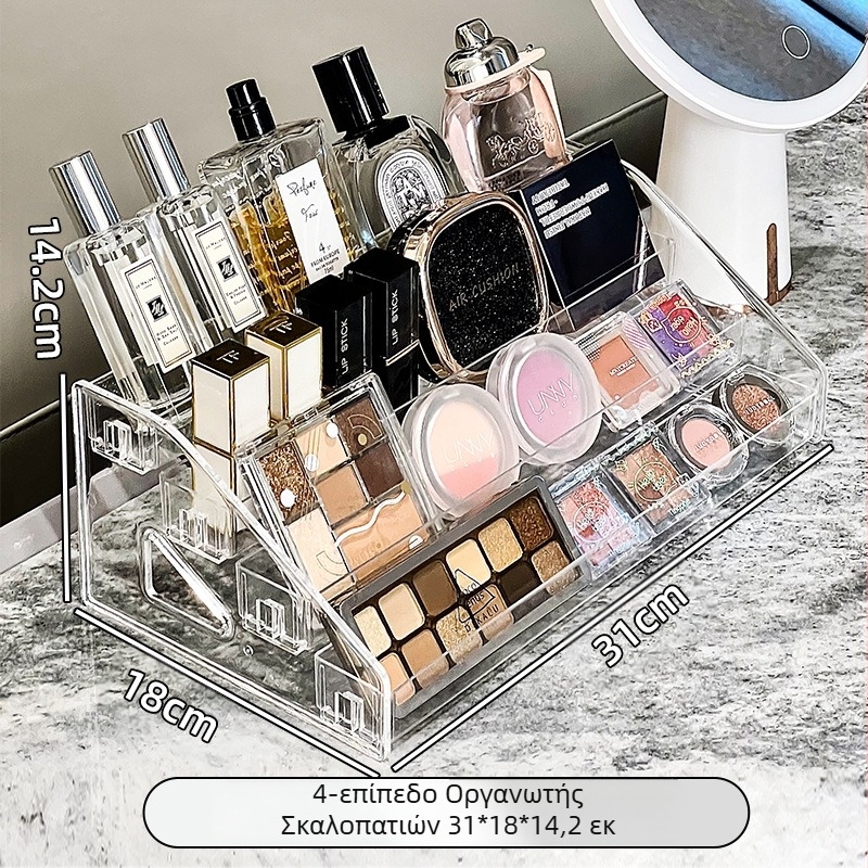 Ακρυλικό κουτί αποθήκευσης σκιών ματιών γραφείου, τραπέζι μακιγιάζ, καλλυντικά, ράφι, κραγιόν, άρωμα, ράφι περιποίησης δέρματος