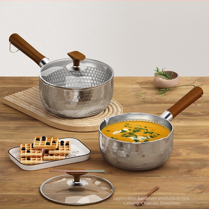 Τριστρωματικό ατσάλι 304 από ανοξείδωτο ατσάλι χωρίς επίστρωση μεσαιωνικό χιονοδοχείο με πυκνή κατσαρόλα γάλακτος, οικιακή κατσαρόλα συμπληρώματος βρεφικής τροφής, κατσαρόλα σούπας