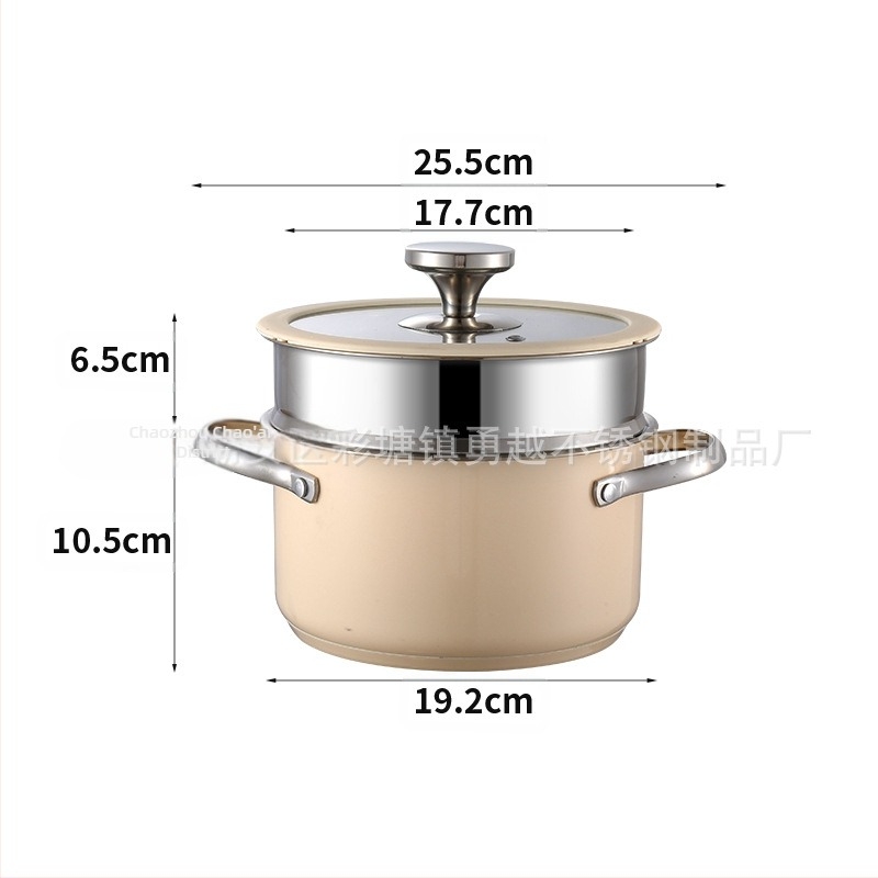 304 Σετ δοχείων από ανοξείδωτο ατσάλι με κεραμικό χρώμα σιλικόνης, γυάλινο καπάκι, κατσαρόλα σούπας, σύνθετο κάτω, κατσαρόλα γάλακτος, ατμομάγειρας, κορεάτικη κατσαρόλα θαλασσινών, ζεστό δοχείο