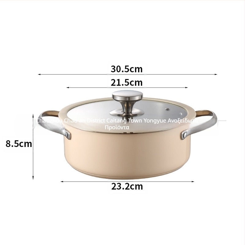 304 Σετ δοχείων από ανοξείδωτο ατσάλι με κεραμικό χρώμα σιλικόνης, γυάλινο καπάκι, κατσαρόλα σούπας, σύνθετο κάτω, κατσαρόλα γάλακτος, ατμομάγειρας, κορεάτικη κατσαρόλα θαλασσινών, ζεστό δοχείο