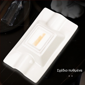 Φωτεινό πολυτελές τασάκι πούρων με διπλή υποδοχή, λεπτό κόκκαλο από πορσελάνη, ορθογώνιο κεραμικό πιάτο πούρων, διακοσμητικά κλαμπ πούρων