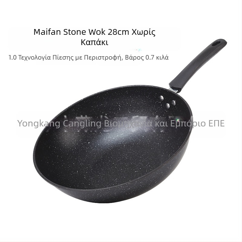 Maifan πέτρινο αντικολλητικό τηγάνι επαγωγική κουζίνα αερίου κουζίνα γενικής χρήσης μαγειρέματος χωρίς καπνό οικιακό σίδερο με επίπεδη βάση χονδρικής