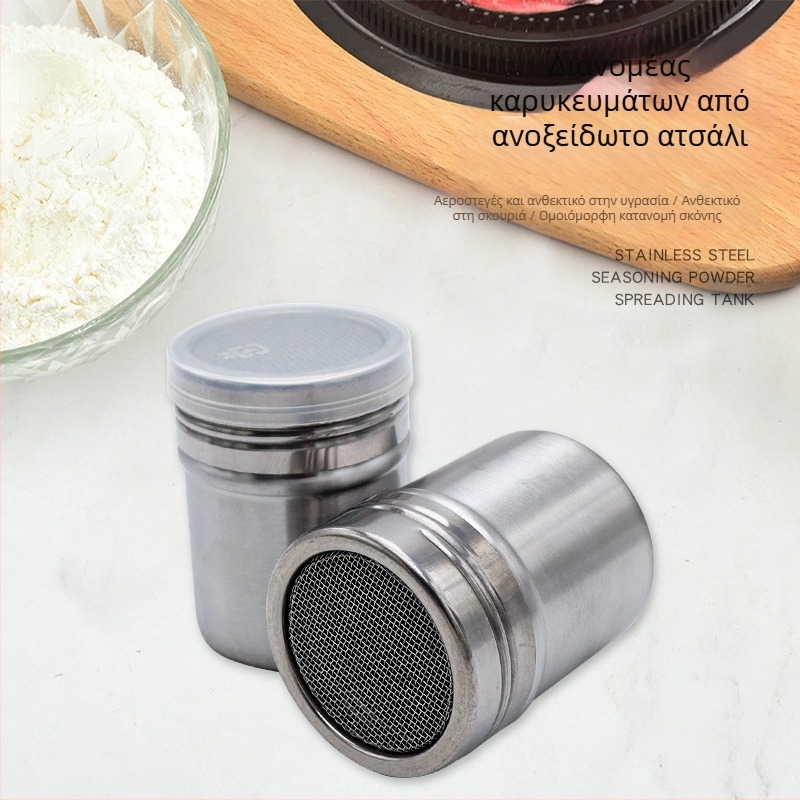 Διασυνοριακό βάζο σκόνης από ανοξείδωτο χάλυβα, μπουκάλι καρυκευμάτων, πυκνή τρύπα, κόσκινο χαλαρής σκόνης, κόσκινο καφέ, βαρέλι, μπουκάλι αλευριού ψησίματος, κόσκινο ζάχαρης