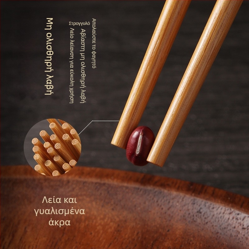 Φυσικά μπαμπού ξυλάκια μπαμπού υψηλής ποιότητας για οικιακή χρήση, ανθεκτικά στη μούχλα, αντιβακτηριακά, ανθεκτικά σε υψηλές θερμοκρασίες, χωρίς χρώματα, χωρίς κερί, αντιολισθητικά, πεντάχρωμα ξυλάκια για μοίρασμα γευμάτων