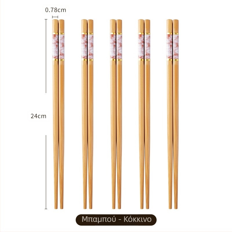 Φυσικά μπαμπού ξυλάκια μπαμπού υψηλής ποιότητας για οικιακή χρήση, ανθεκτικά στη μούχλα, αντιβακτηριακά, ανθεκτικά σε υψηλές θερμοκρασίες, χωρίς χρώματα, χωρίς κερί, αντιολισθητικά, πεντάχρωμα ξυλάκια για μοίρασμα γευμάτων
