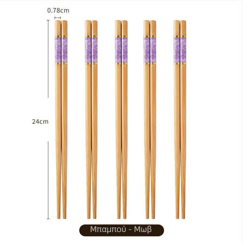 Φυσικά μπαμπού ξυλάκια μπαμπού υψηλής ποιότητας για οικιακή χρήση, ανθεκτικά στη μούχλα, αντιβακτηριακά, ανθεκτικά σε υψηλές θερμοκρασίες, χωρίς χρώματα, χωρίς κερί, αντιολισθητικά, πεντάχρωμα ξυλάκια για μοίρασμα γευμάτων