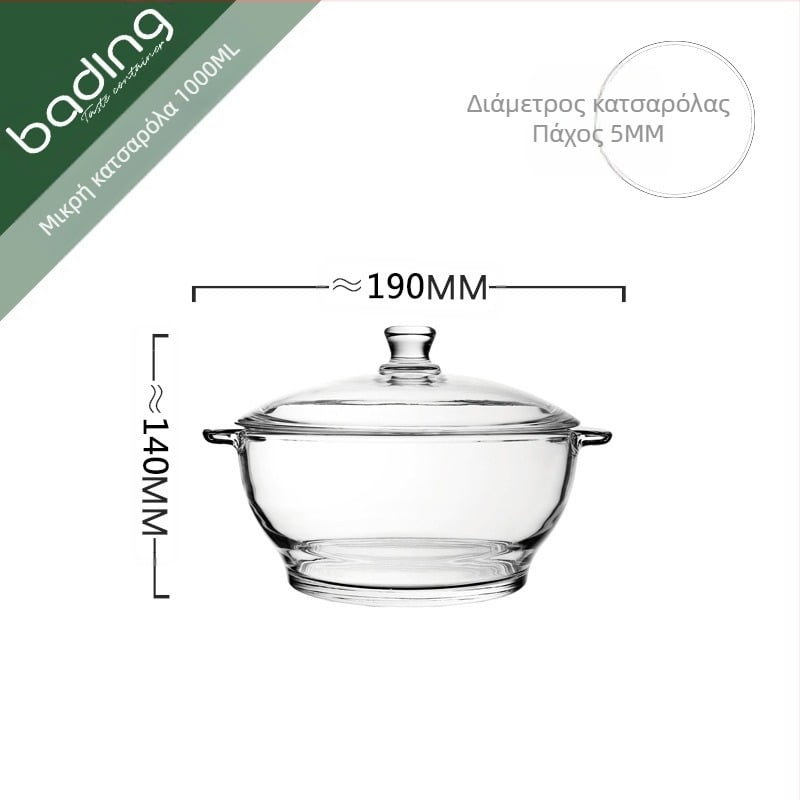 Bojiang ζεστό και κρύο γυάλινο δοχείο γενικής χρήσης με καπάκι, διπλό αυτί, αντι-εγκαύματα, κατσαρόλα με καπάκι, σαλάτα, σούπα, κατσαρόλα γαρίδας, Home Hotel