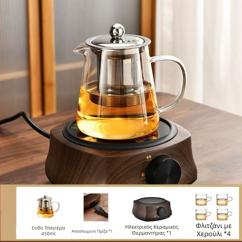 Υψηλής θερμοκρασίας ανθεκτική γυάλινη τσαγιέρα φίλτρο τσαγιέρα τσάι διαχωρισμού νερού φλιτζάνι τσάι σετ τσαγιού φούρνου βρασμού τσαγιέρα με ηλεκτρική κεραμική κουζίνα