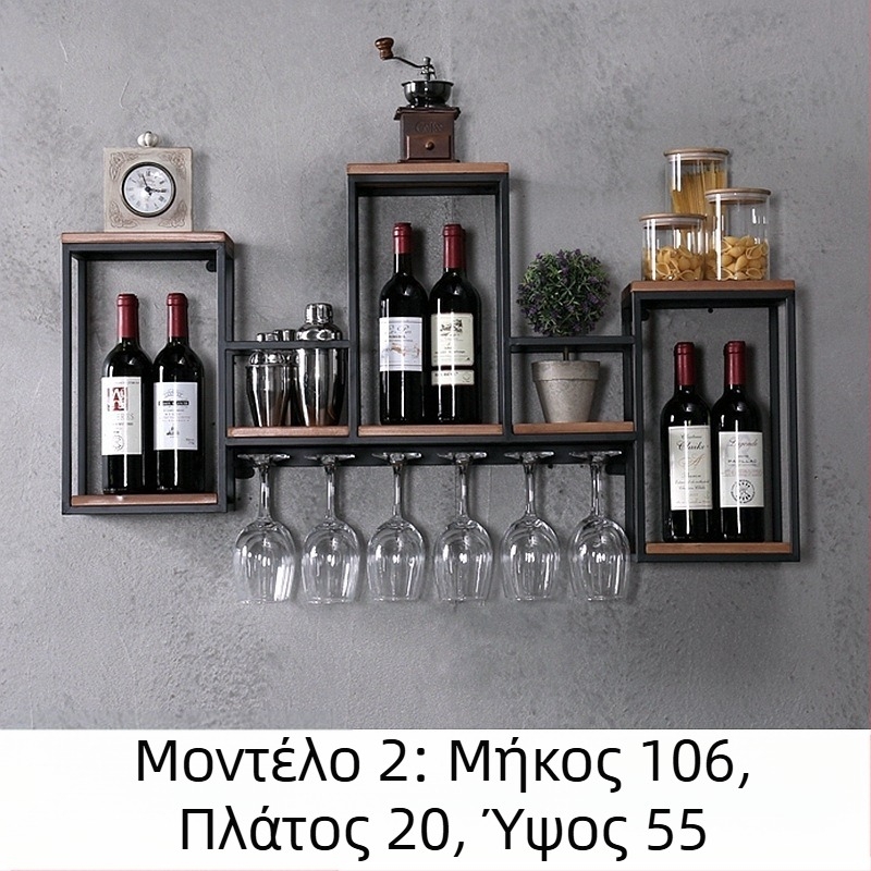 Ευρωπαϊκό στυλ σφυρήλατο σίδερο από μασίφ ξύλο κρασιού ράφι αποθήκευσης τοίχου κρεμαστό κόκκινο κρασί ράφι δημιουργική διακόσμηση εστιατορίου τοίχου κρασιού γραφείων κρασιού ράφι γυαλιού κρασιού