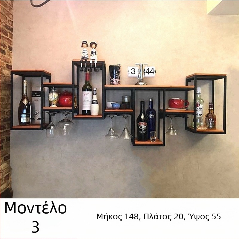 Ευρωπαϊκό στυλ σφυρήλατο σίδερο από μασίφ ξύλο κρασιού ράφι αποθήκευσης τοίχου κρεμαστό κόκκινο κρασί ράφι δημιουργική διακόσμηση εστιατορίου τοίχου κρασιού γραφείων κρασιού ράφι γυαλιού κρασιού
